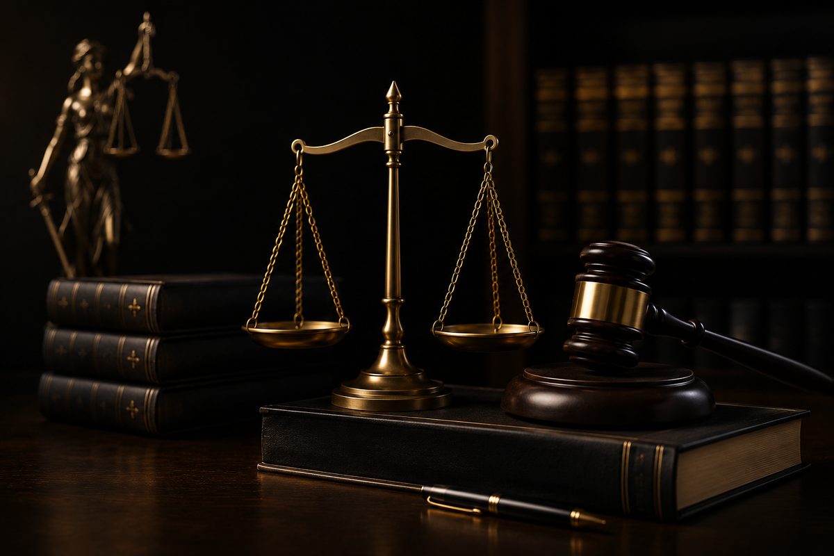 Scales of justice and legal books